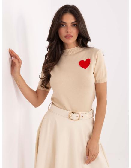 Bézs női pulóver szívvel
