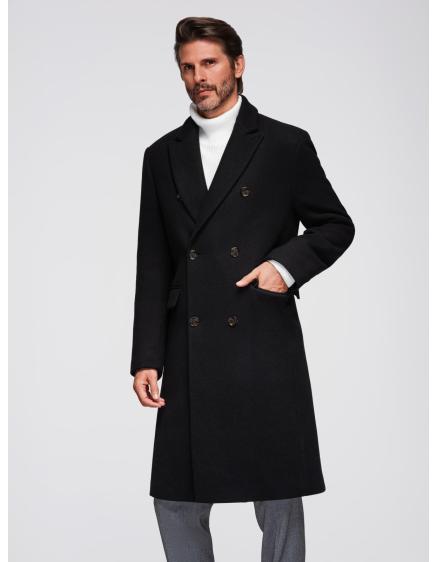 Férfi gyapjú kabát két soros gombos záródással – fekete V2 OM-COWC-0133