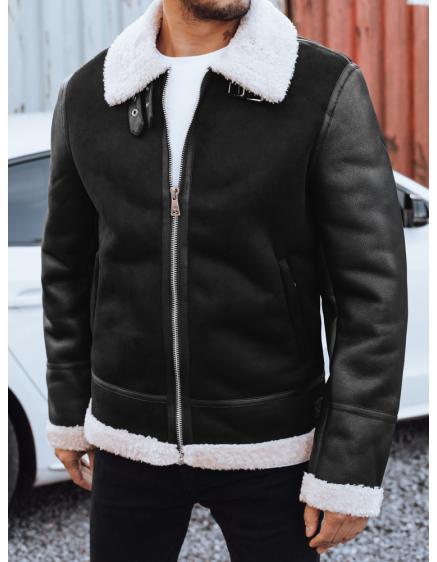 Pánska koženková bunda, čierna