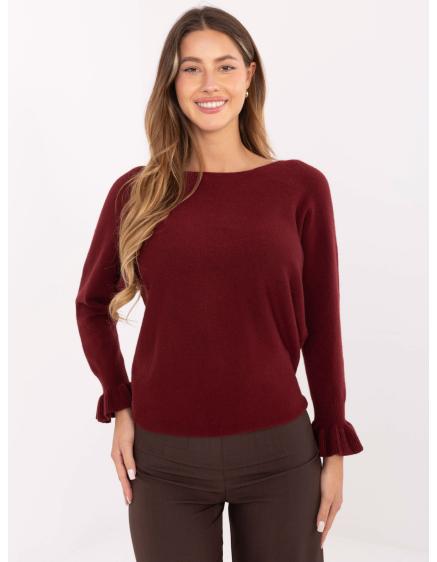 Bordový dámský oversize svetr s viskózou