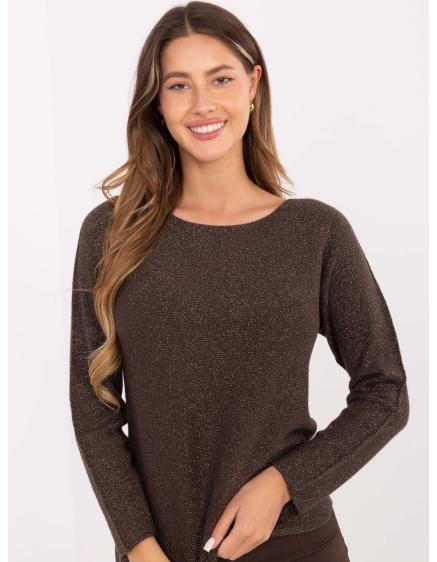 Čokoládový svetr s lesklou nití RUE PARIS