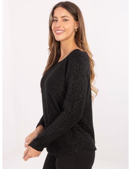 Fekete elegáns pulóver viszkózzal RUE PARIS