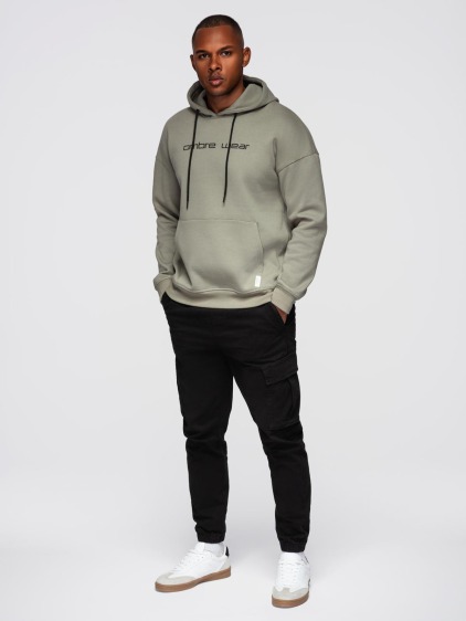 Férfi pulóver hímzéssel – khaki V3 OM-SSNZ-0241