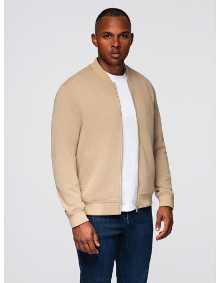 Pánská bunda s raglánovými rukávy – teplá béžová V2 OM-JANP-0159