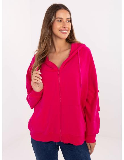 Fuchsiová mikina oversize s kapsami