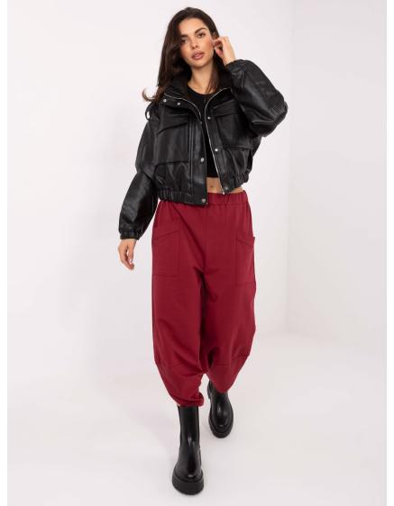 Burgundské basic teplákové nohavice v štýle Aladdin