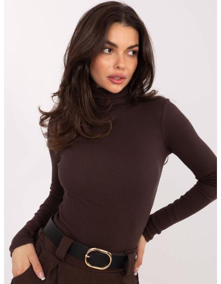 Čokoládová základní blůza s rolákem RUE PARIS