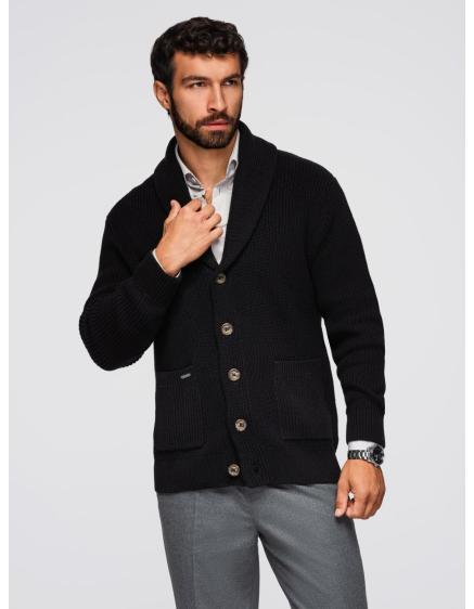 Férfi pamut pulóver sálgallérral – fekete V4 OM-SWCD-0153