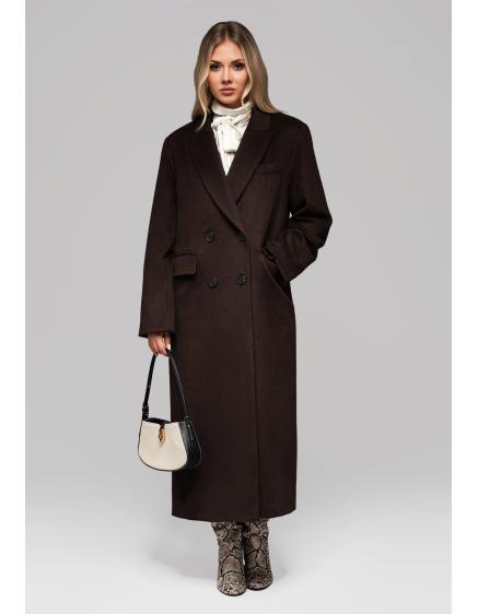 Hosszú női gyapjú kabát LARICA OW-COLC-0100 v2 – barna