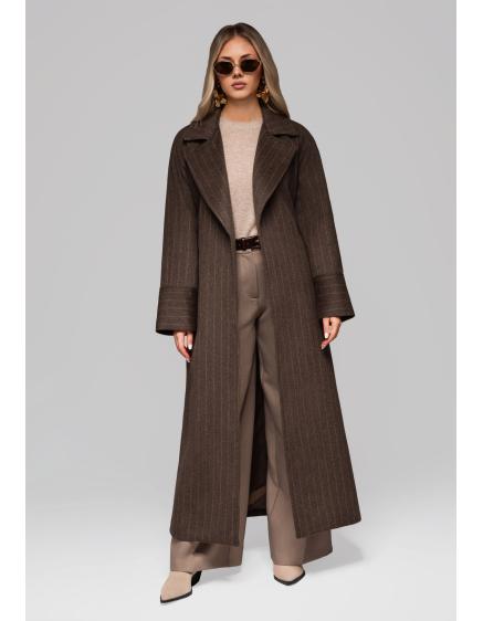 Női kabátok csíkokkal LARICA OW-COLC-0105 v1 – barna