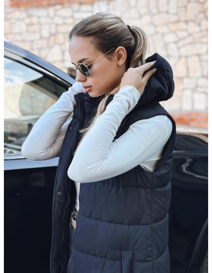 Dámska dlhá prešívaná vesta, tmavomodrá