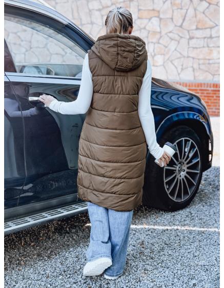 Dámska dlhá prešívaná vesta, béžová