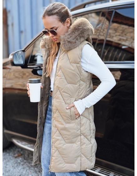 Dámska prešívaná vesta, béžová