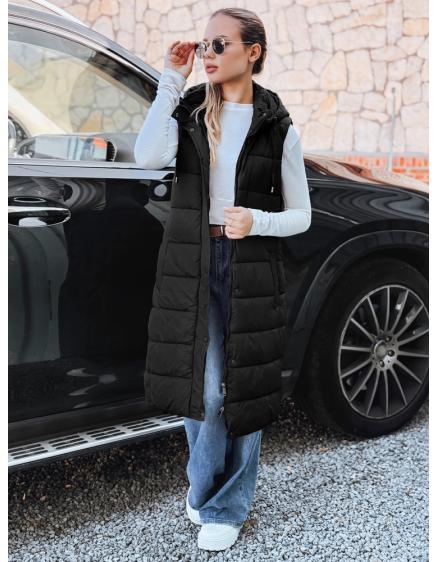 Dámska dlhá prešívaná vesta, čierna