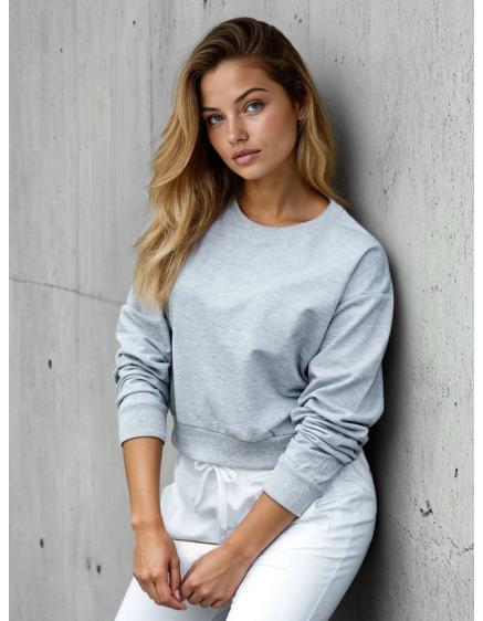 Női klasszikus pulóver világos szürke