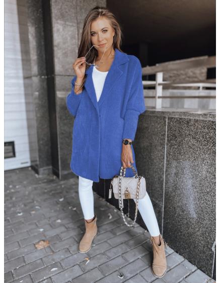 Dámský kabát z alpaky RITA II modrý s kapucí