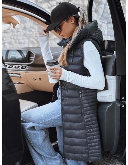 Dámska prešívaná vesta s kapucňou, sivá