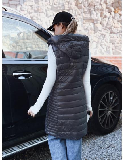 Dámska prešívaná vesta s kapucňou, sivá