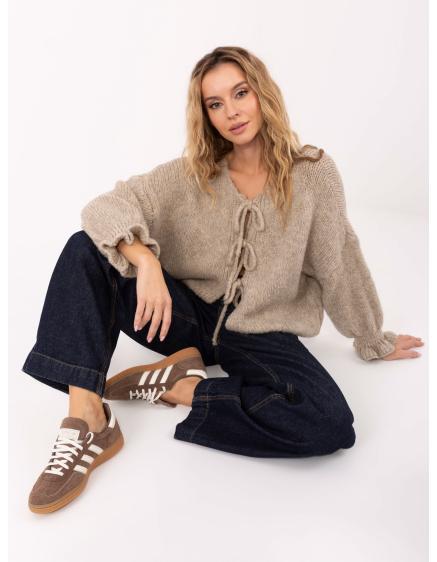 Bežový kardigan s volánky na rukávech