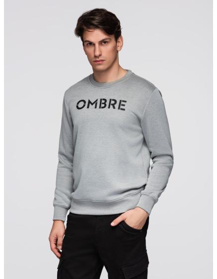 Klasická pánská mikina s nápisem – šedá melírovaná V1 B1711