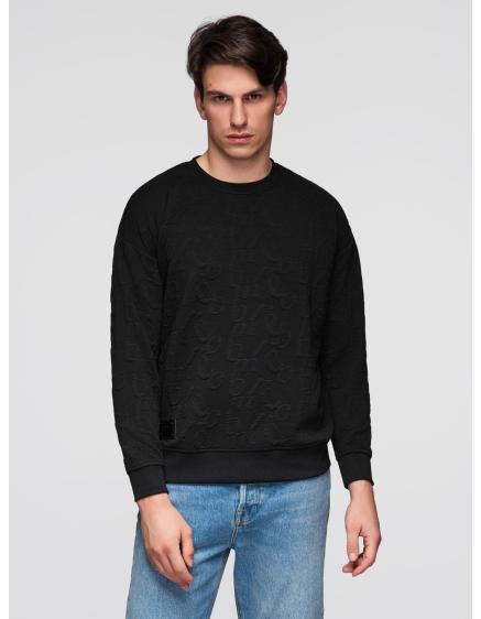 Pánská mikina RELAXED FIT s reliéfními písmeny – černá V1 B1712