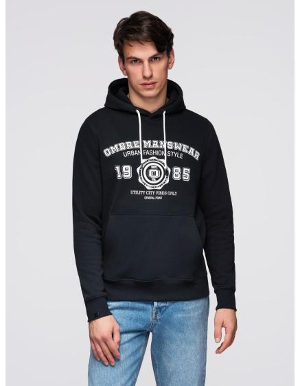 Pánská mikina s kapucí a grafikou – černá V3 B1714