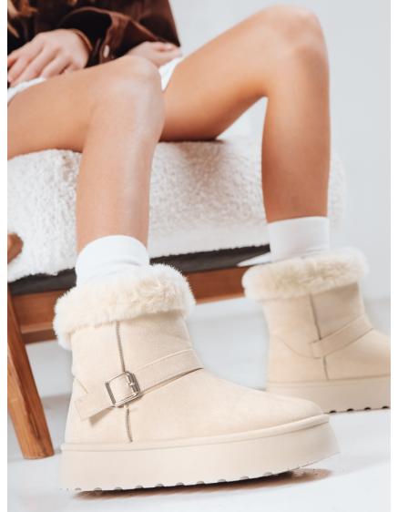 Női szarvasbőr hócsizma bézs szőrmével