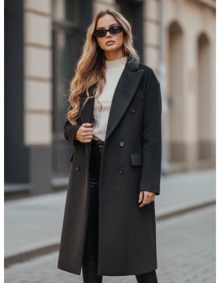Dámský zimní kabát dlouhý oversize černý z