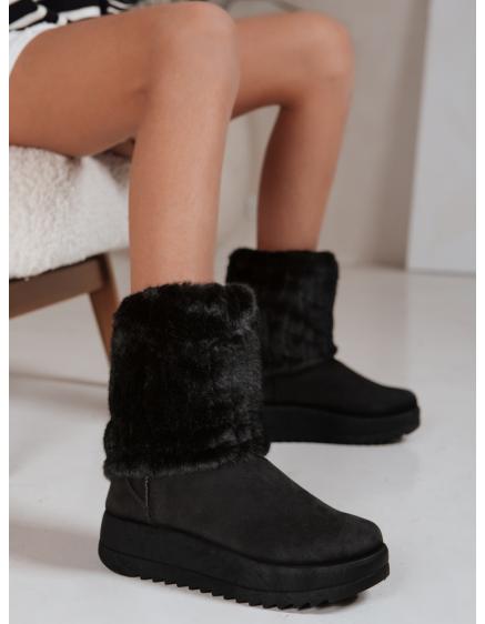 Dámske čierne semišové snehové topánky