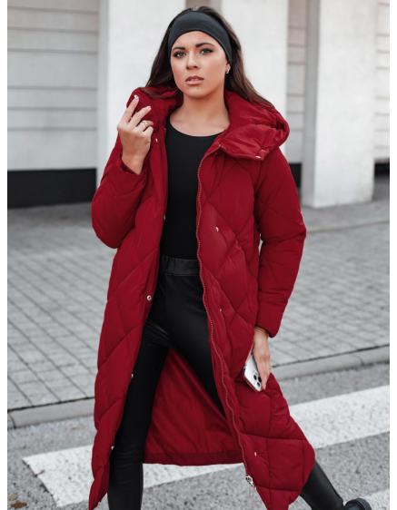 Dámska burgundská prešívaná zimná bunda s kapucňou FEMACOAT