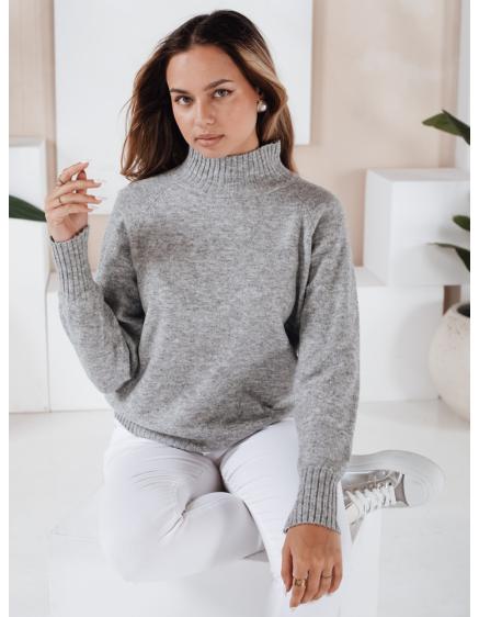 Dámska mikina s polovičným viazaným golierom, sivá farba