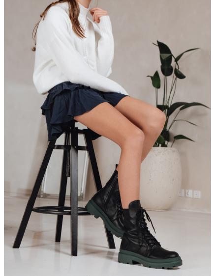 Dámske členkové topánky HARDSTEP na šnúrky, čierne