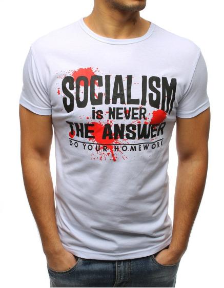 Férfi stílusos póló nyomtatott fehér