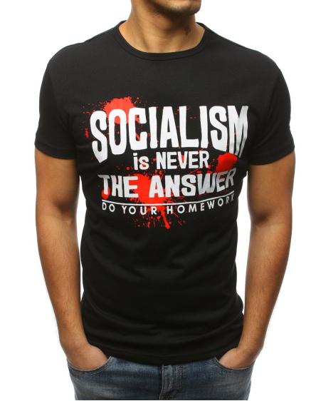 Férfi elegáns póló nyomtatott fekete