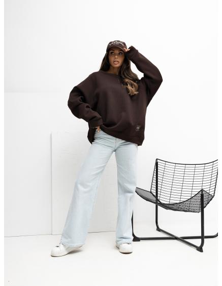 Csokoládé alap pulóver béléssel RUE PARIS