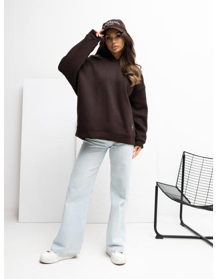 Csokoládé alap pulóver kapucnival RUE PARIS