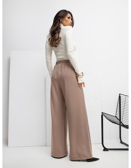 Tmavobežové palazzo nohavice s vreckami RUE PARIS