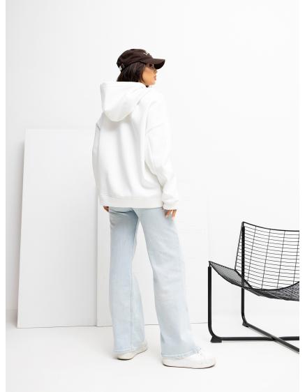 Ecru női oversized pulóver kapucnival RUE PARIS