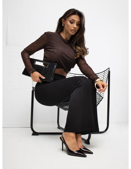 Čierne tepláky do zvonu bez zapínania RUE PARIS