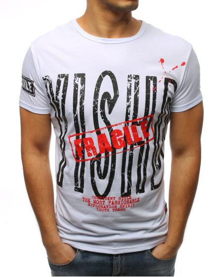 Férfi stílusos póló nyomtatott fehér