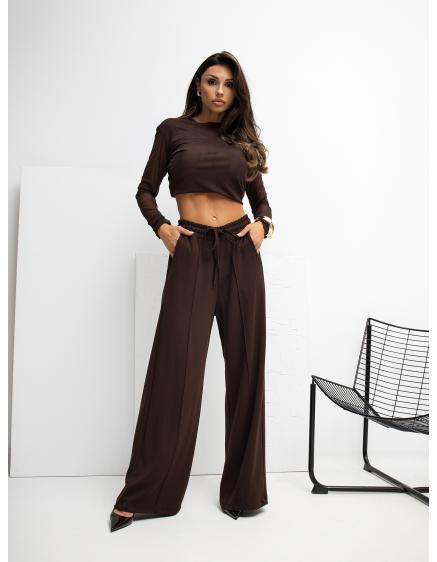 Čokoládové tepláky so švami RUE PARIS