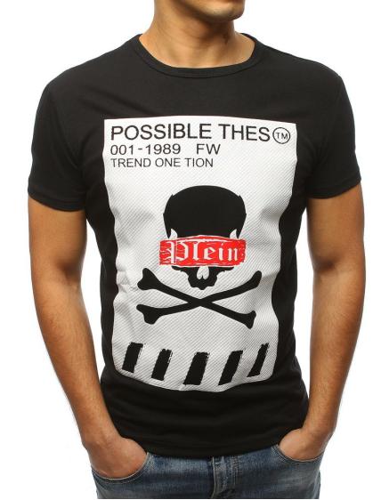 Pánské stylové tričko s lebkou černé