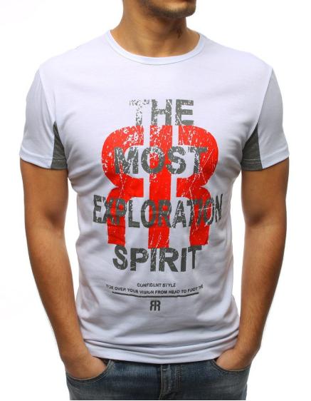 Férfi stílusos póló koponya nyomtatással, fehér