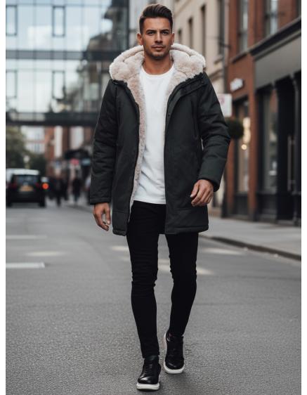 Pánska zimná bunda s kapucňou, zelená