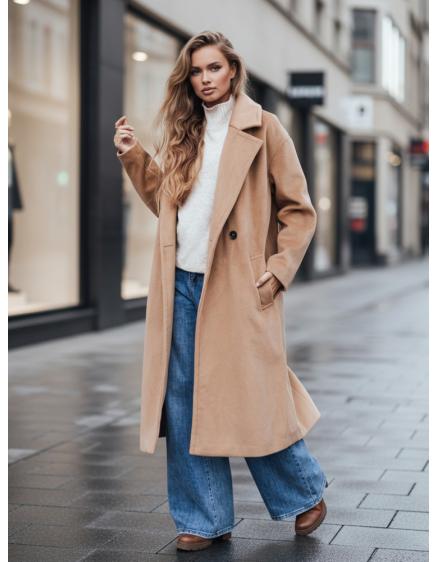 Dámský přechodový kabát oversize hnědý