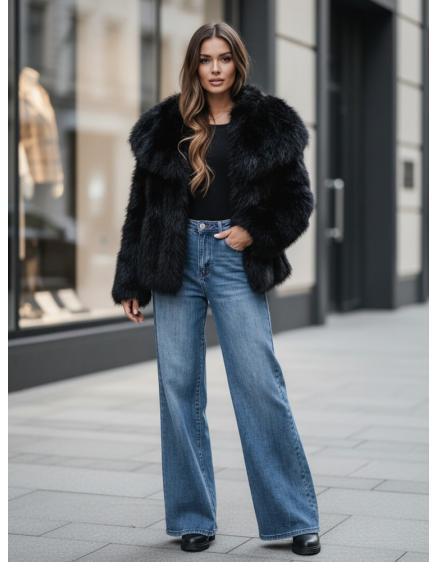 Dámske krátke kožušinové sako ZARAFIA, čierne