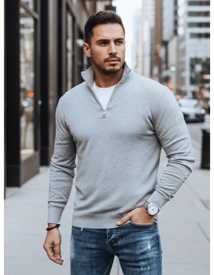 Pánský svetr s stojáčkem světle šedý