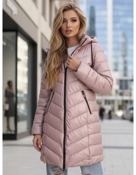 Dámska fialová dlhá prešívaná zimná bunda