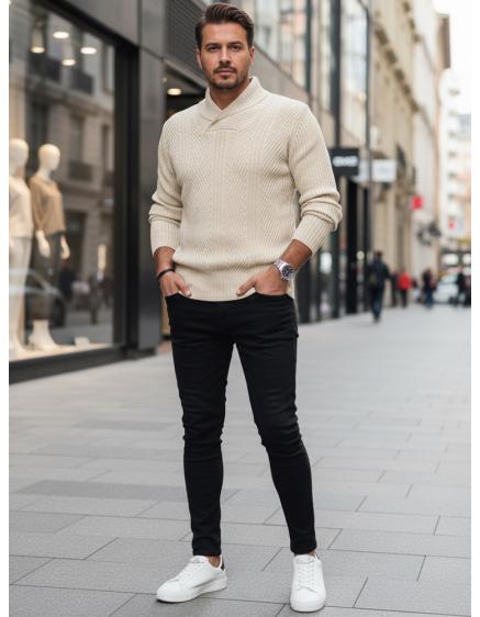 Férfi bézs pulóver