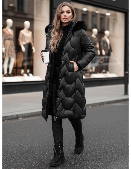 Dámska dlhá prešívaná bunda WINTERACT, čierna
